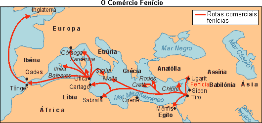 Resultado de imagem para mapa do império fenício navegação