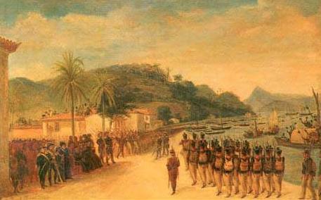 J. Debret, Embarque das tropas para Montevidéu  