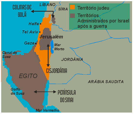 Mapa do Estado de Israel em 1967