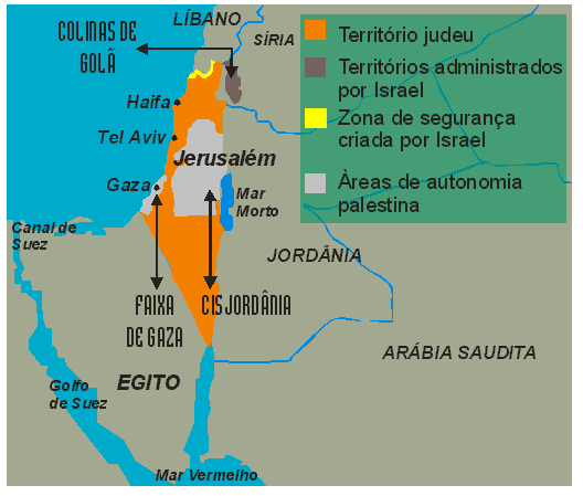 Mapa do Estado de Israel em 1996