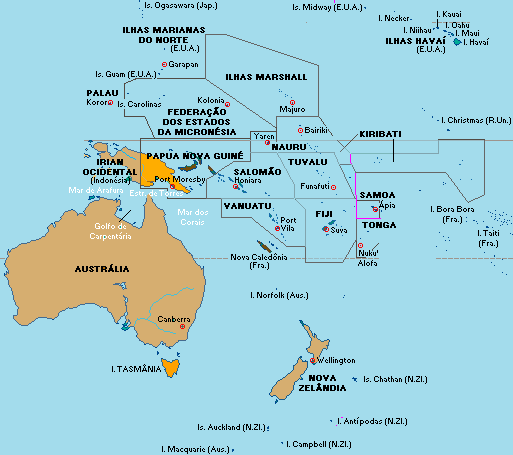Mapa da Oceania