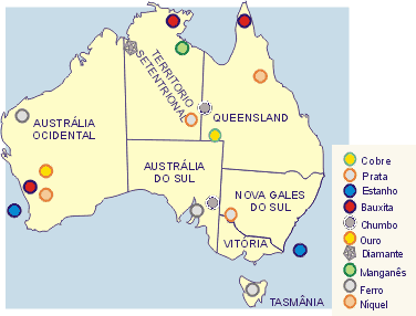Mapa - Recursos Minerais da Oceania
