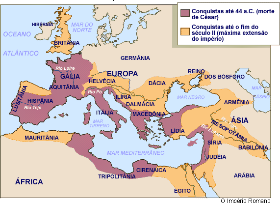 Mapa - Conquistas de Roma