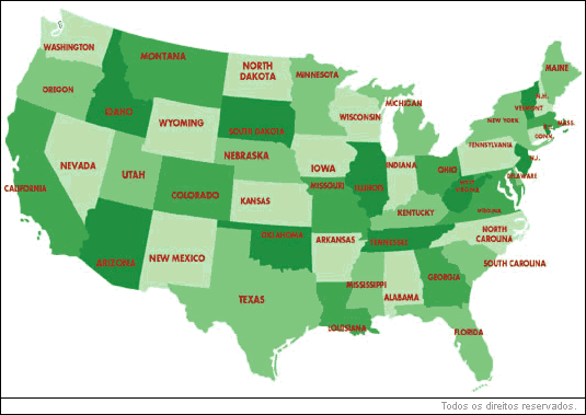 Mapa dos Estados Unidos da América