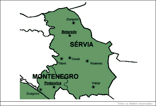 mapa da Sérvia