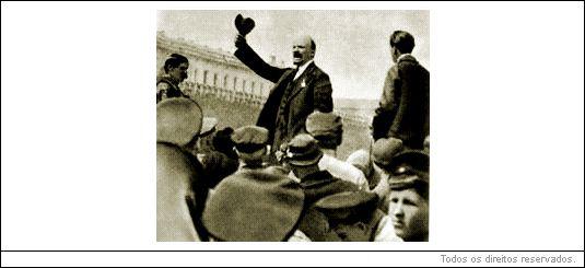 Lenin que se dirige à parada de Vsevobuch