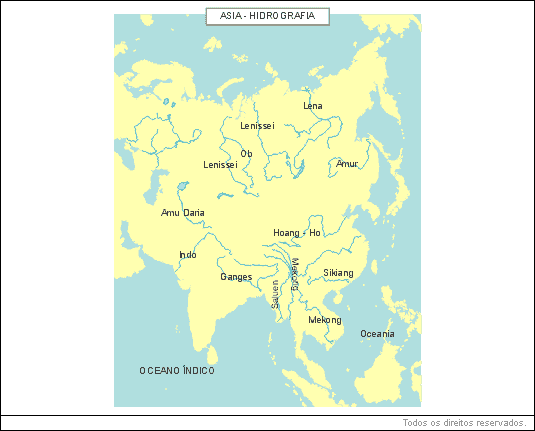 Mapa - Hidrografia da Ásia