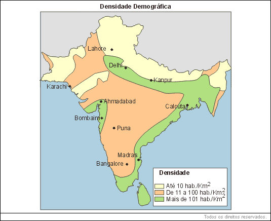Índia - Densidade demográfica