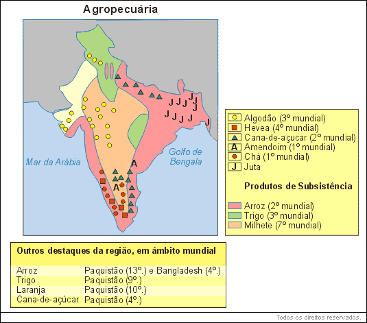 Mapa - Índia Agropecuária