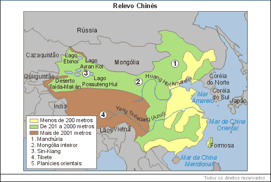 Mapa - Relevo chinês