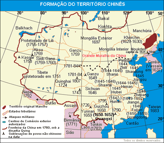 Mapa - Formação do território chinês