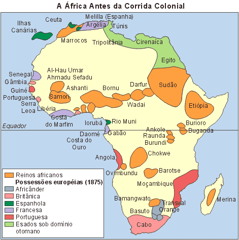 Mapa - A África antes da corrida colonial