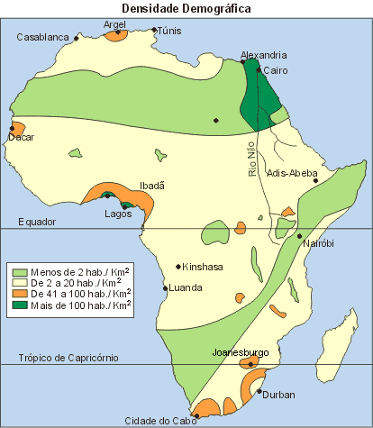 Mapa - Densidade Demográfica África
