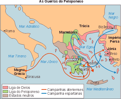 Mapa - As Guerras do Peloponeso