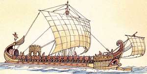 Quinquireme - embarcação naval usada pelos romanos nas Guerras Púnicas