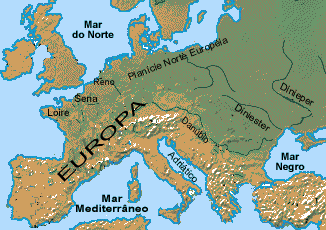 Mapa Hidrográfico da Europa